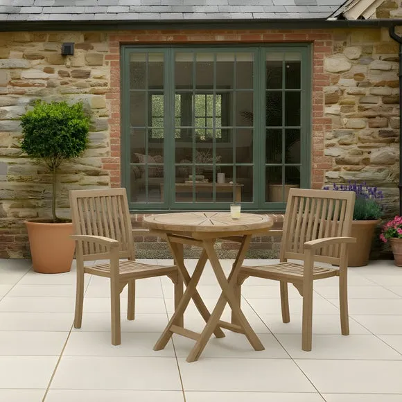 Set of 2 Teak Stacking Chairs 2