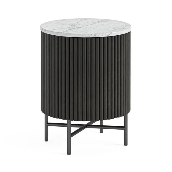Kiera Bedside Table, Mango Wood & Real Marble 2