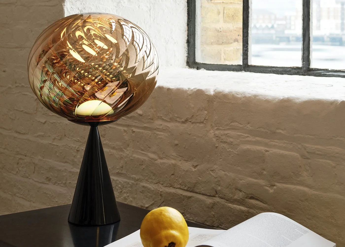 Tom Dixon Whirl LED Cone Fat Table Lamp Silver/Black 3