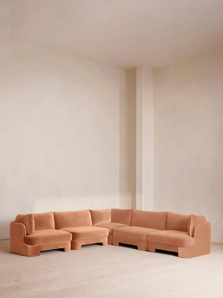 Odell Modular Sofa, Corner Sofa, Velvet, Antique Rose