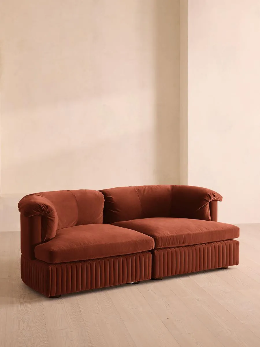 Oona Modular Sofa, Three Seater, Velvet Rust