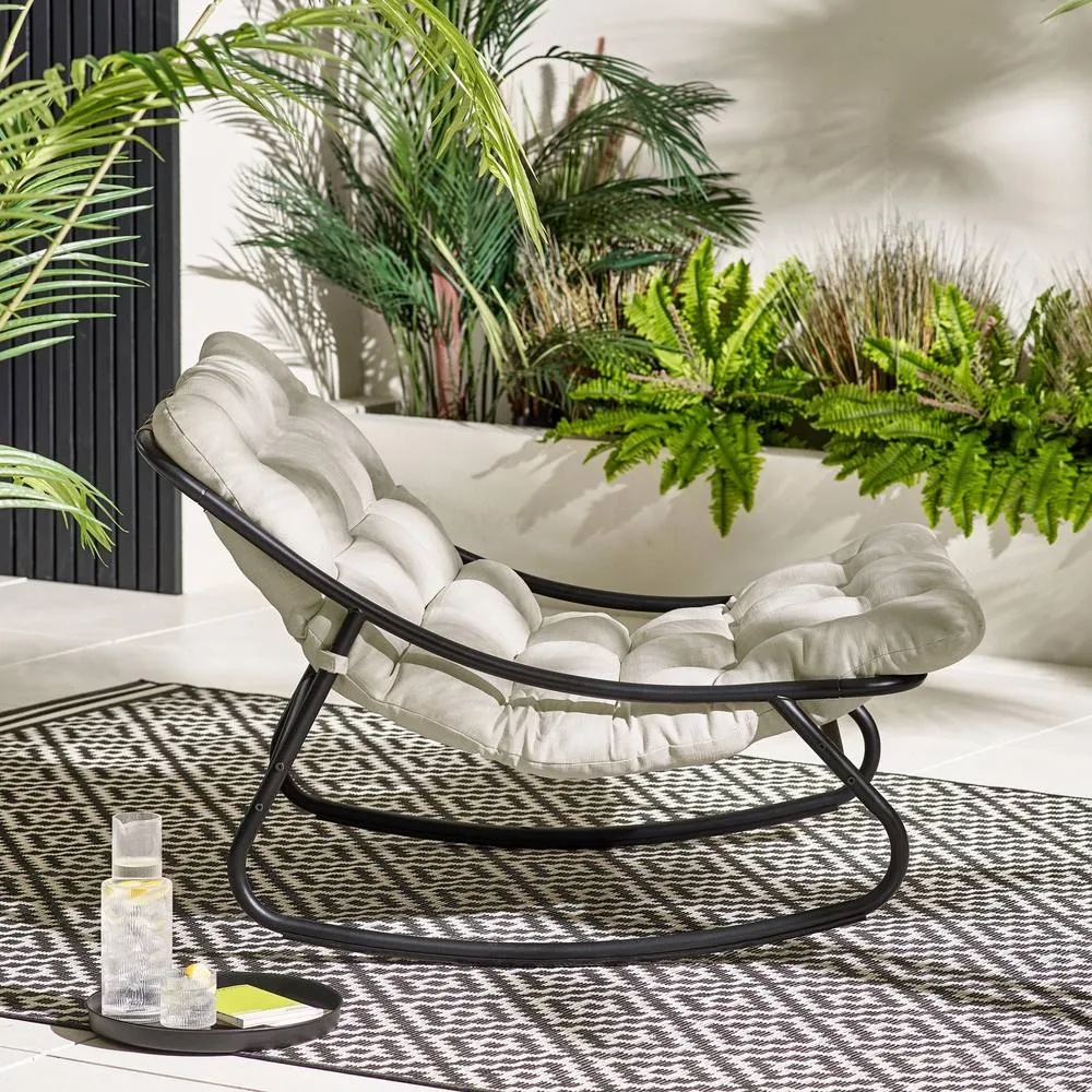 FurnitureboxUK Hydra Metal Outdoor Garden Rocking Chair in Cream 5