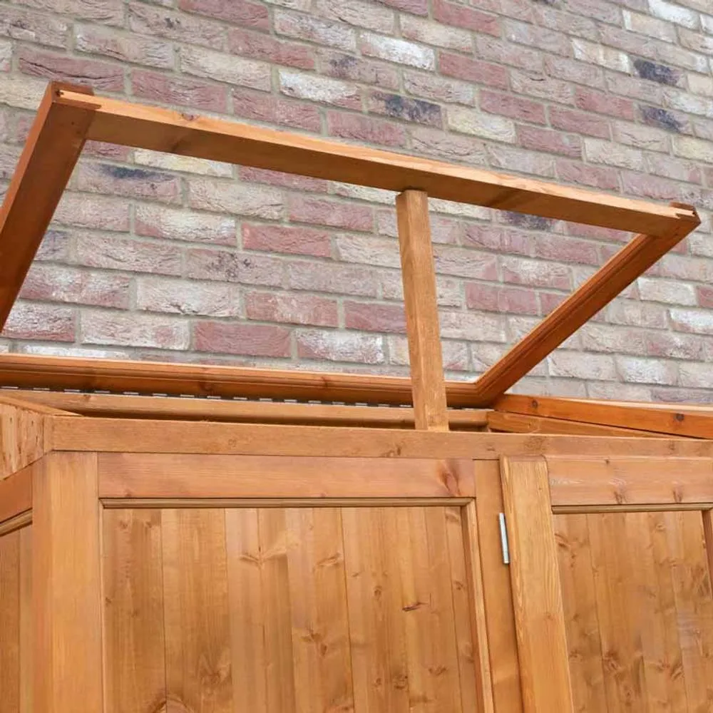 Shires Holme 7 x 2 Double Door Greenhouse - Timber - L59 x W210 x H200.7 cm in Light Brown 4