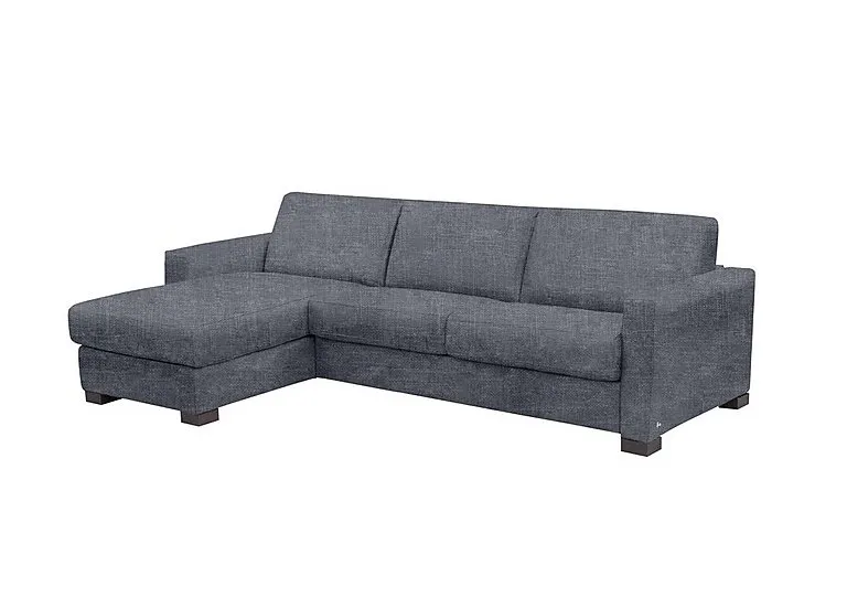 Alcova 3 Seater Left Hand Facing Fabric Sofa Bed and Storage Chaise with Box Arms - Baobab Grigio