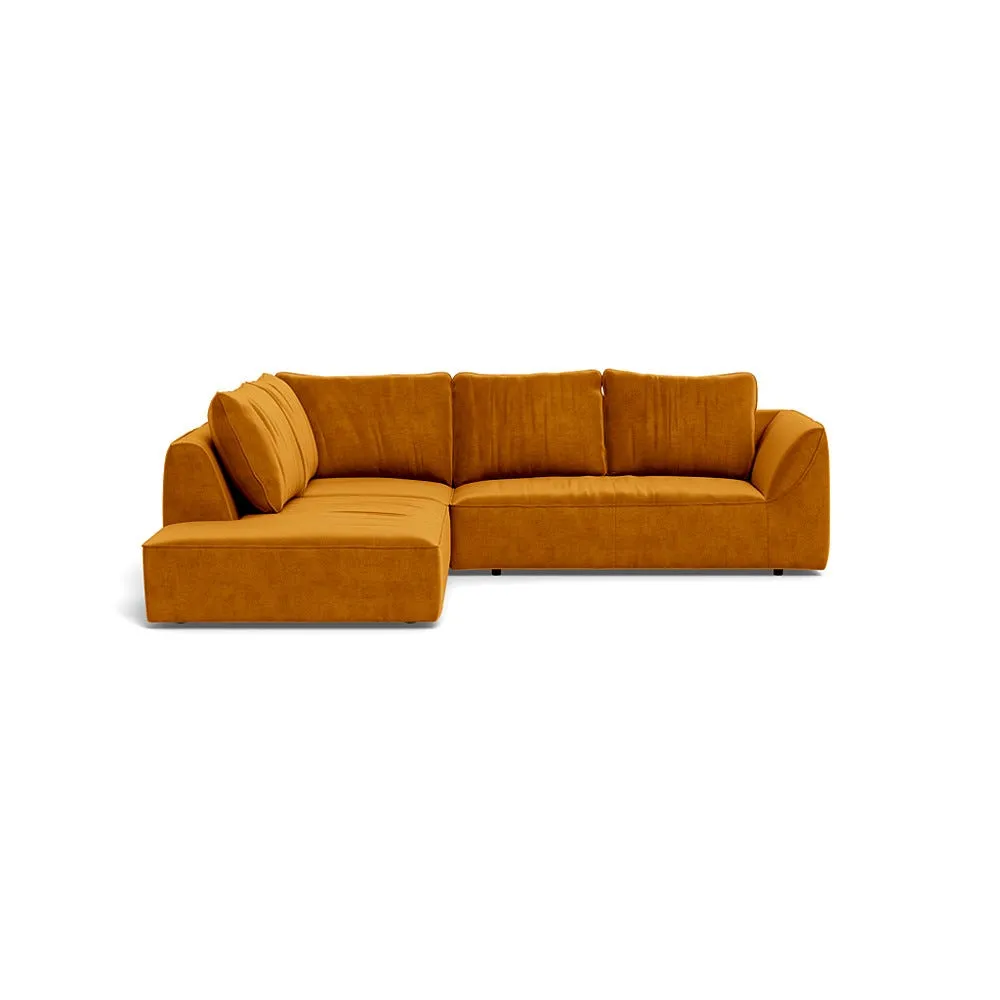 Heal's Morven Left Hand Facing Large Corner Sofa Smart Luxe Velvet Cognac 1