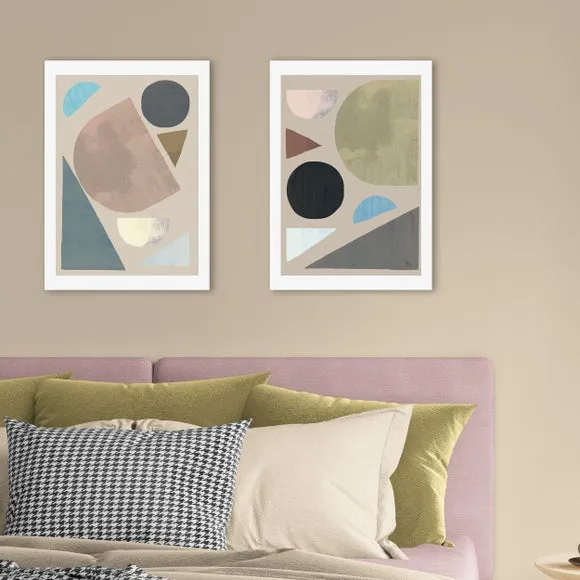 East End Prints Set of 2 Muted Abstract Shapes Prints 1