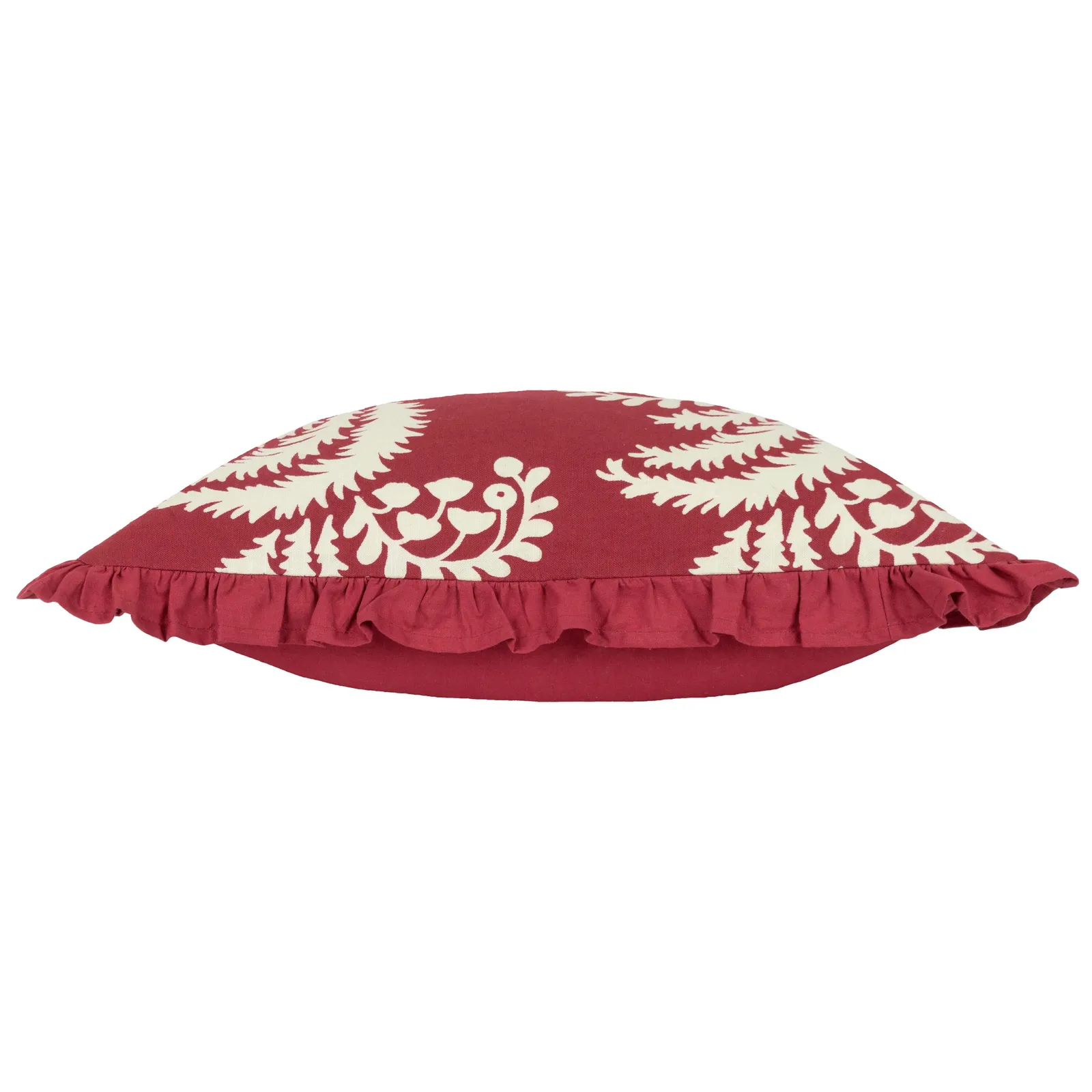 Paoletti Montrose 100% Cotton Fringed Leaf Cushion in Red 4
