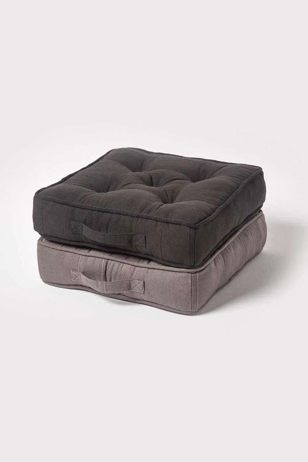 Homescapes Rajput Ribbed Cotton Floor Cushion in Dark Grey 6