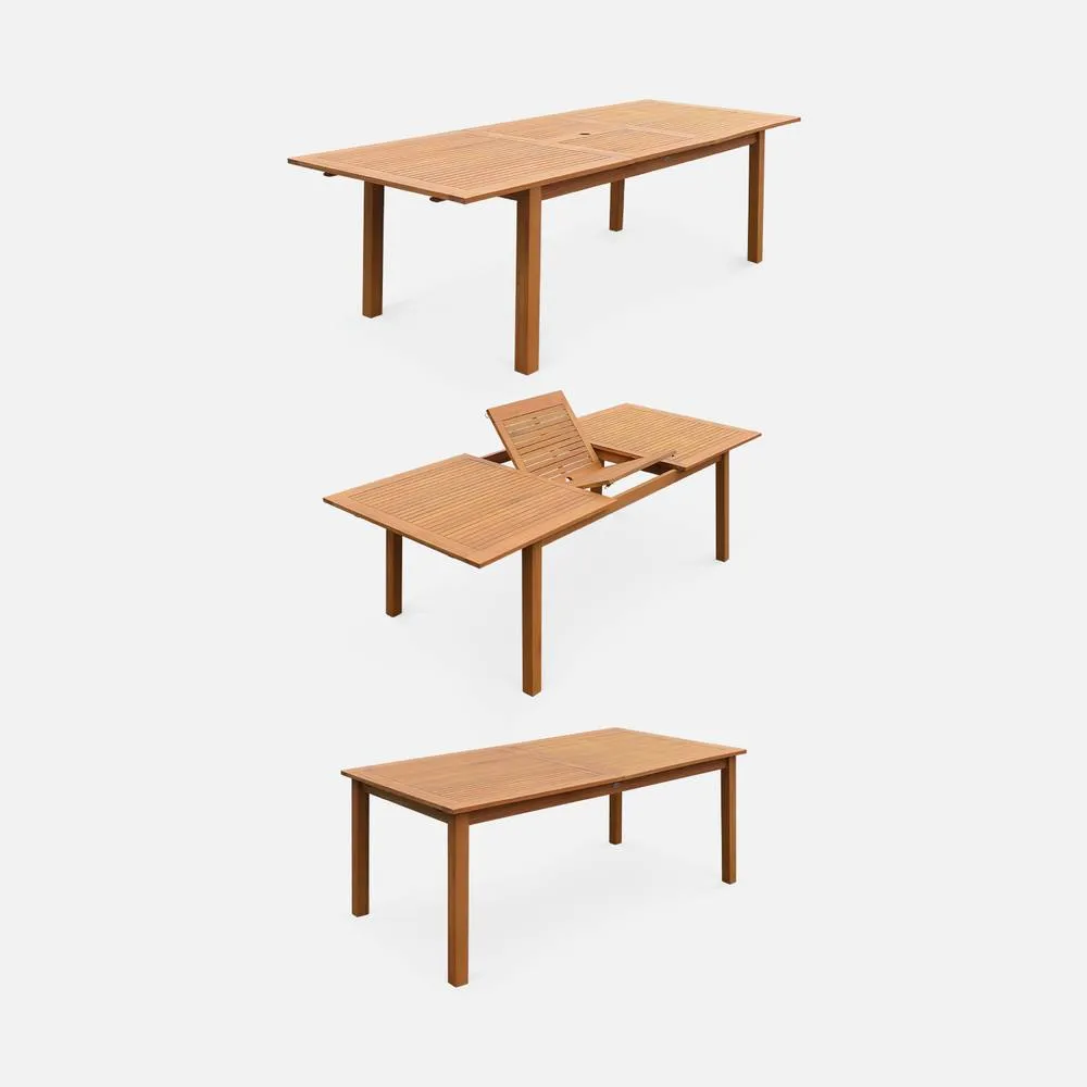 sweeek 8-seater Extendable Wooden Garden Table Set With 8 Chairs in Light Brown 3