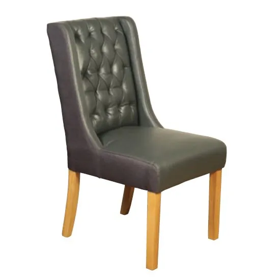 Olivia Leather Dining Chair In Grey
