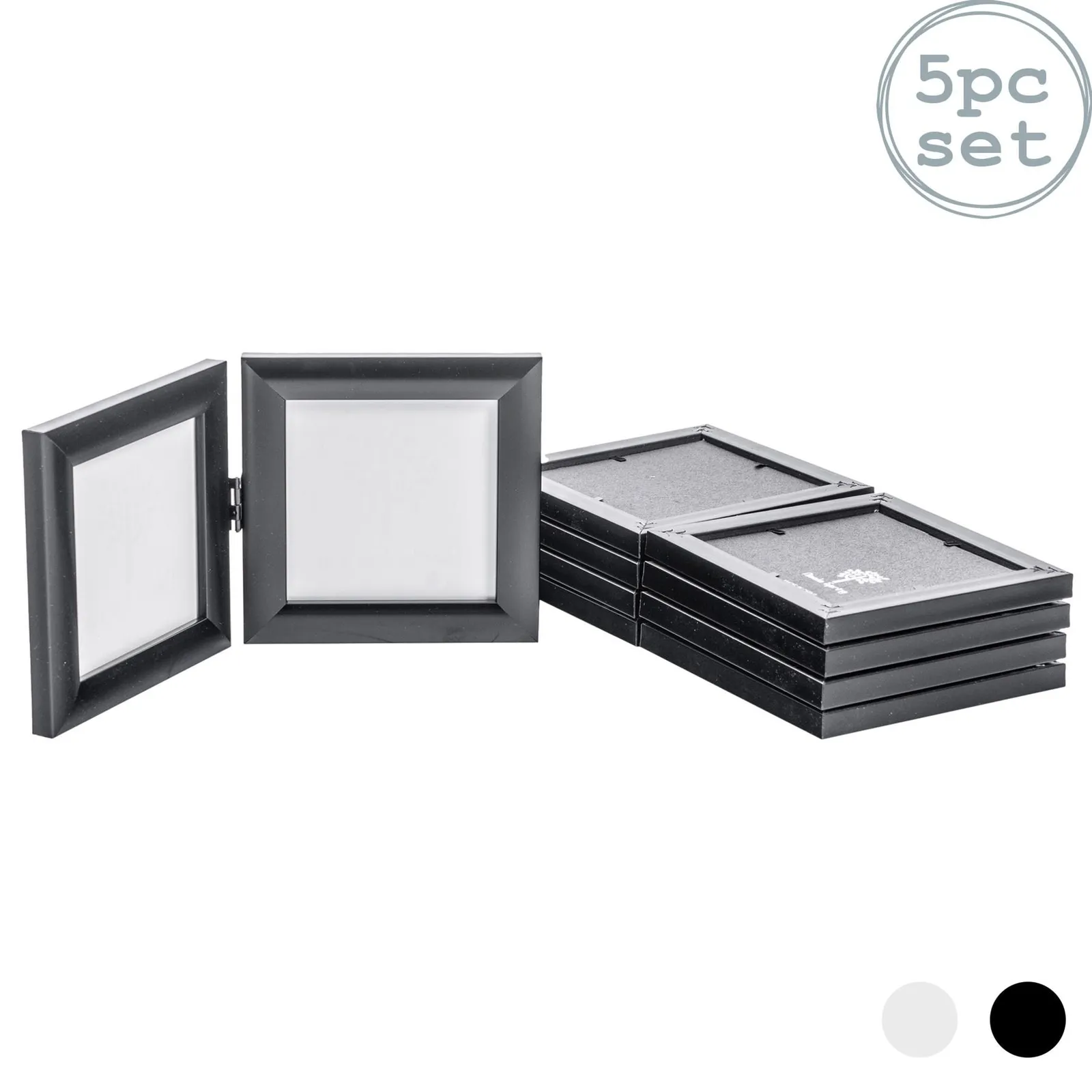 Nicola Spring Folding 2 Photo Frames - 4 x 4" - Pack of 5 in Black