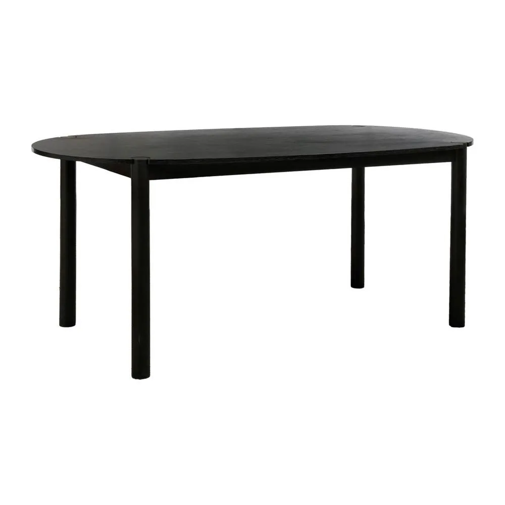 sweeek Oval rubberwood dining table 180cm seats 6 in Black 2