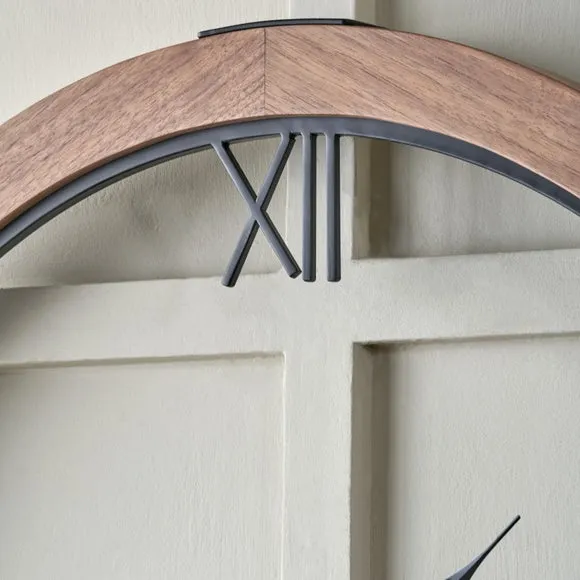 Vermont Light Walnut Wood Veneer Open Face Round Wall Clock 4