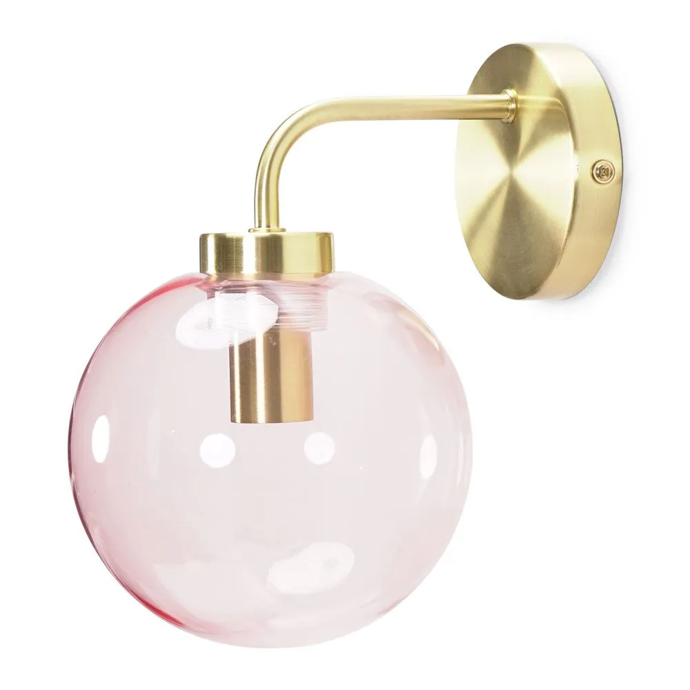 ValueLights Frenchie Pink Tinted Glass Globe Single Gold Stem Wall Light with LED Bulb 2