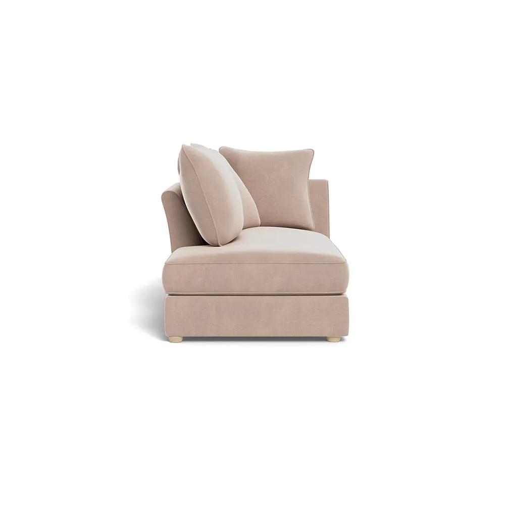 Heal's Tailor Left Hand Facing Chaise Unit Smart Velvet Pebble Natural Feet 1