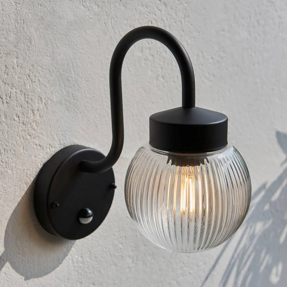 Netlighting Eldon Globe Wall Lamp Textured Black IP44 4