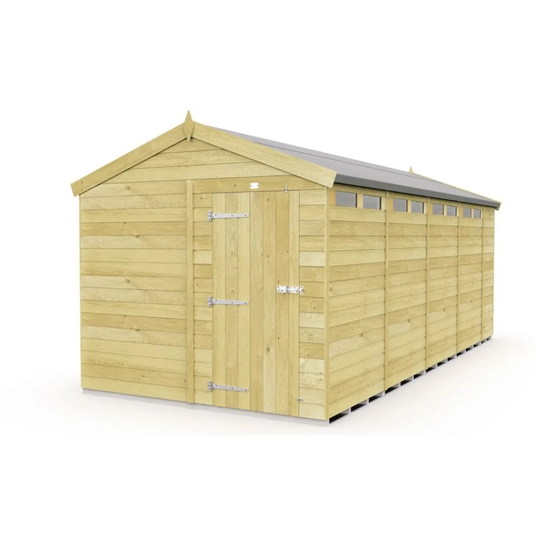 Buttercup Farm 8 x 18 Feet Apex Security Shed - Single Door - L533 x W231 x H217 cm in Brown