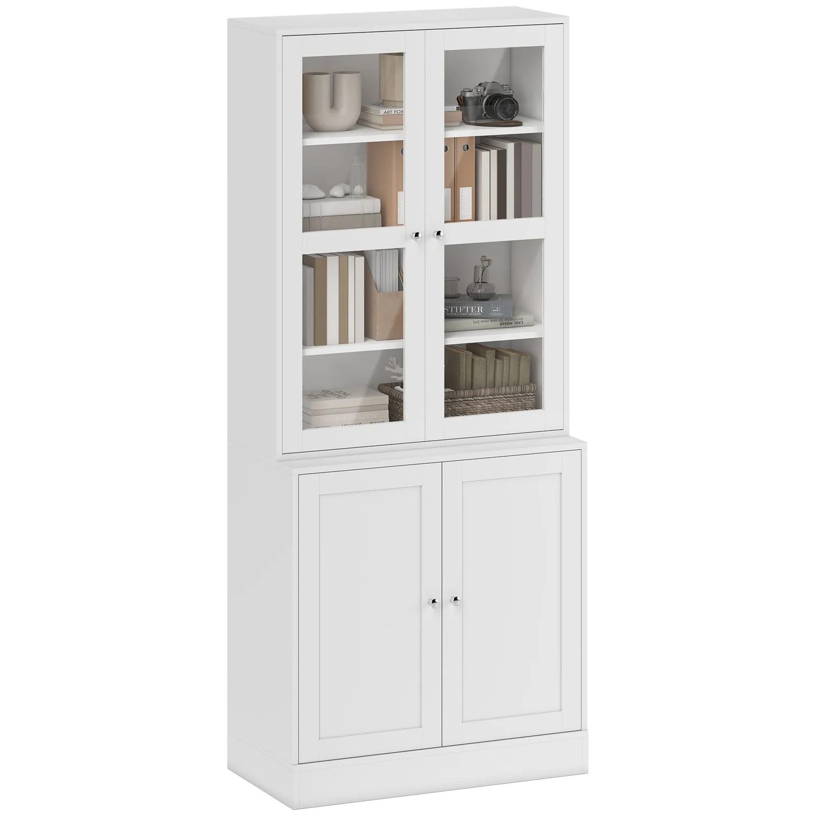 HOMCOM Modern Bookcase Display Storage Unit in White 2