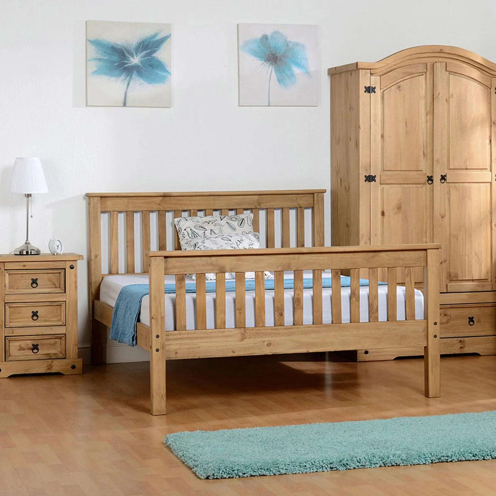 Monaco Pine High Foot End Bed Frame Brown