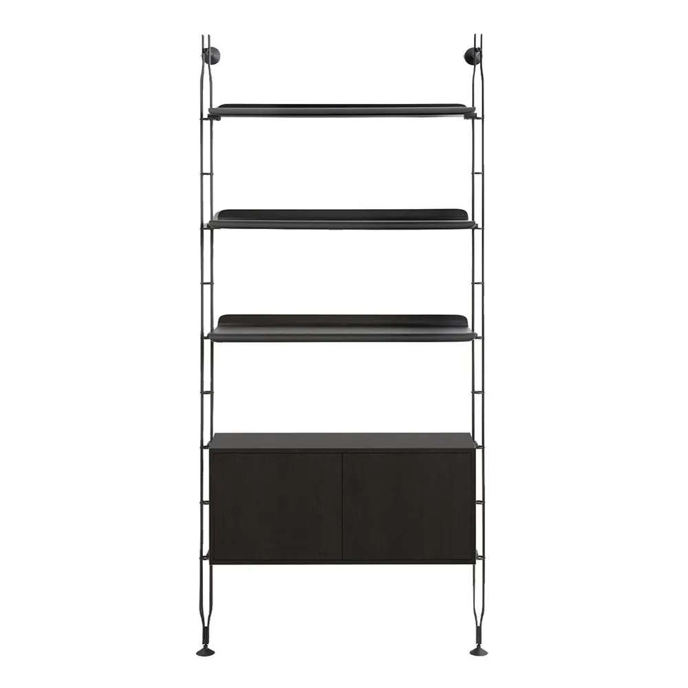 Kartell Adam Wood Bookshelf 3 Shelves 1 Cupboard Ash Black 2
