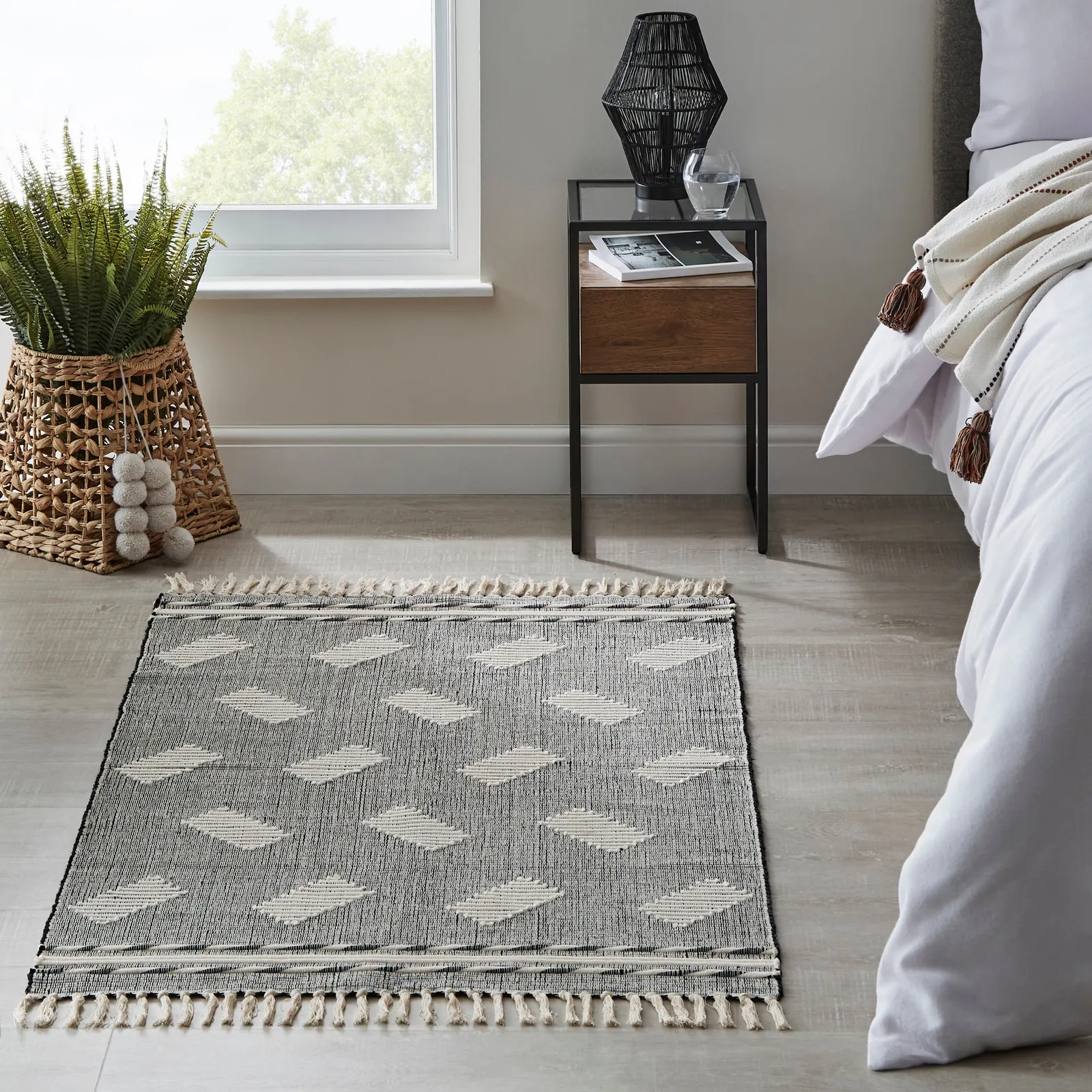 Fringe Cotton Rug Grey