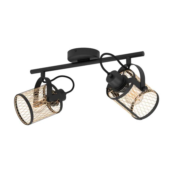 EGLO Dellow Industrial 2 Light Adjustable Ceiling Wall Spotlight 3