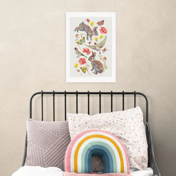 East End Prints Meadow Birds Bunnies And Butterflies Print 1