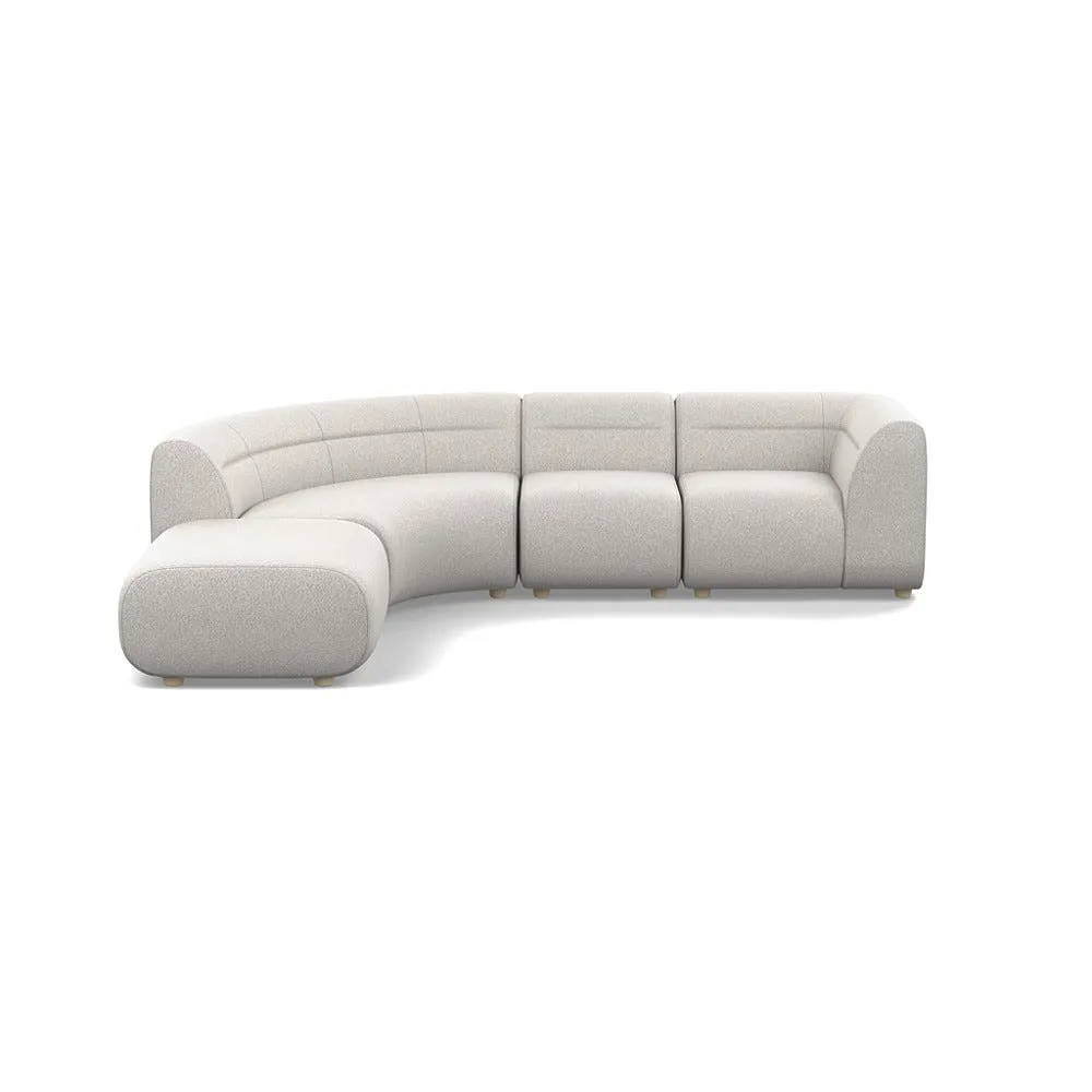 Heal's Lilli Left Hand Facing Curved Corner Sofa Chunky Boucle Ecru Natural Beech Feet 1