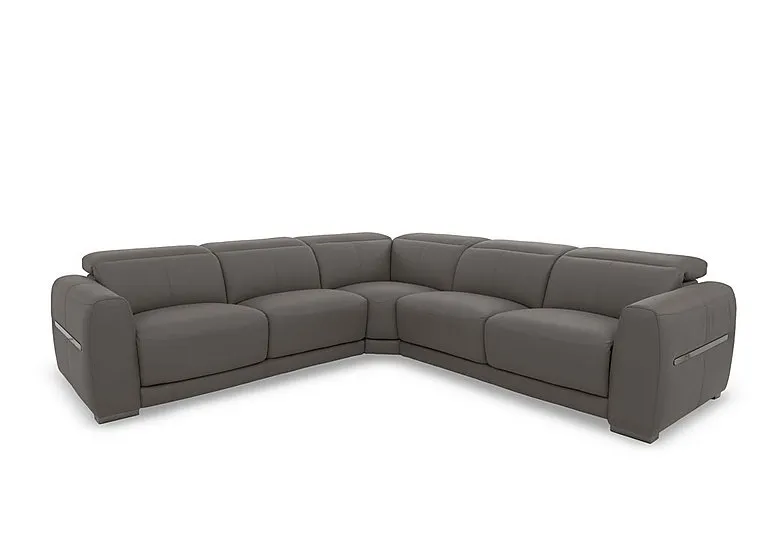 Edison Large Leather Corner Sofa - Elephant