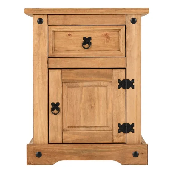 Corona 1 Drawer & 1 Door Bedside Table, Pine 3