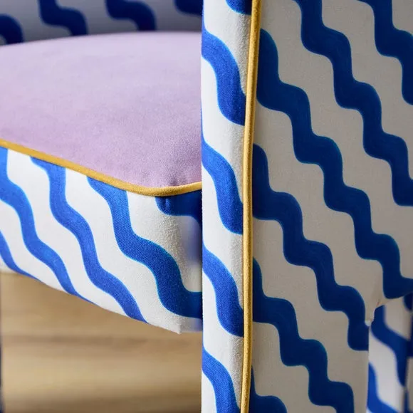 Sophie Robinson Dining Chair, Colbalt Blue Wiggle Fabric 4