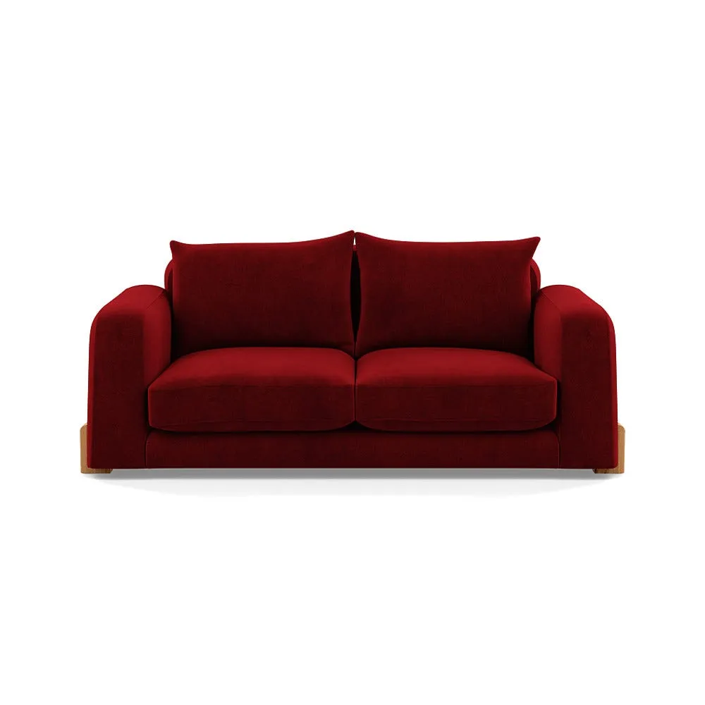 Heal's Nuvola 3 Seater Sofa Smart Luxe Velvet Mulberry Natural Oak Feet