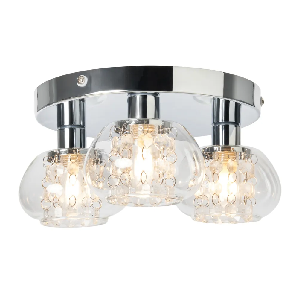 Klaudia Bathroom Flush Ceiling Light, Chrome
