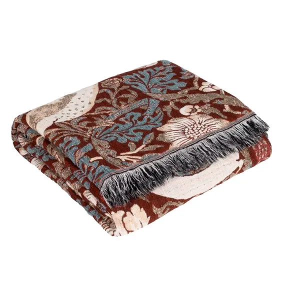 Morris & Co. Strawberry Thief Throw Blanket 130cm x 170cm 3