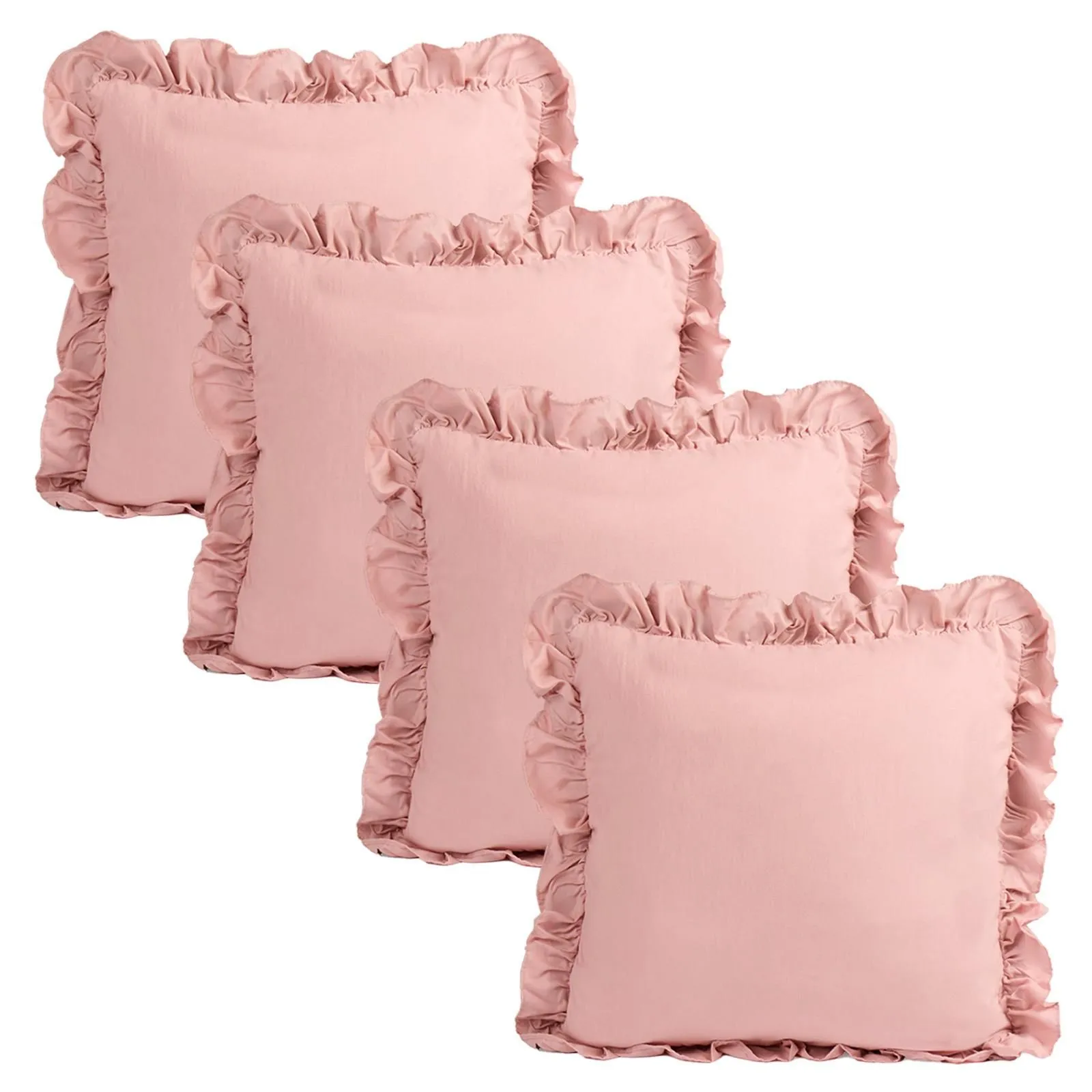 OHS 4 Pack Linen Frill Cushion Covers Home Living in Pink