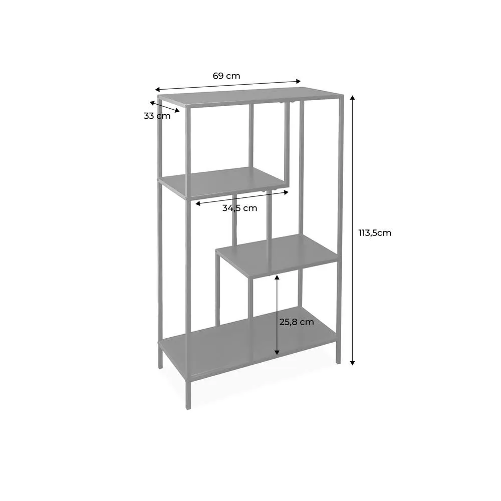 sweeek 4-shelf Asymmetrical Bookshelf In Black Metal 5