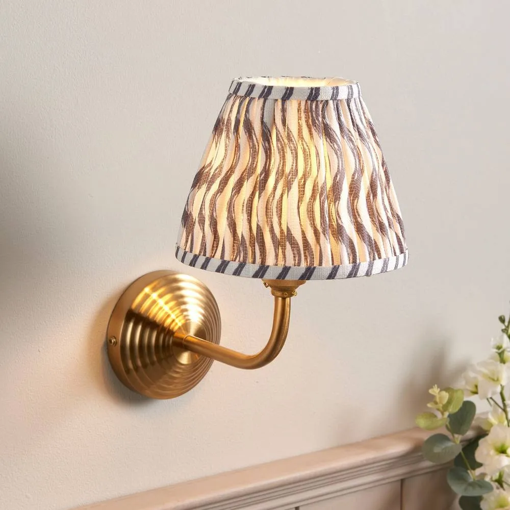 Netlighting Obelisk Arc Wall Light Grey Fabric Ripple Shade 16cm B22 in Gold 2