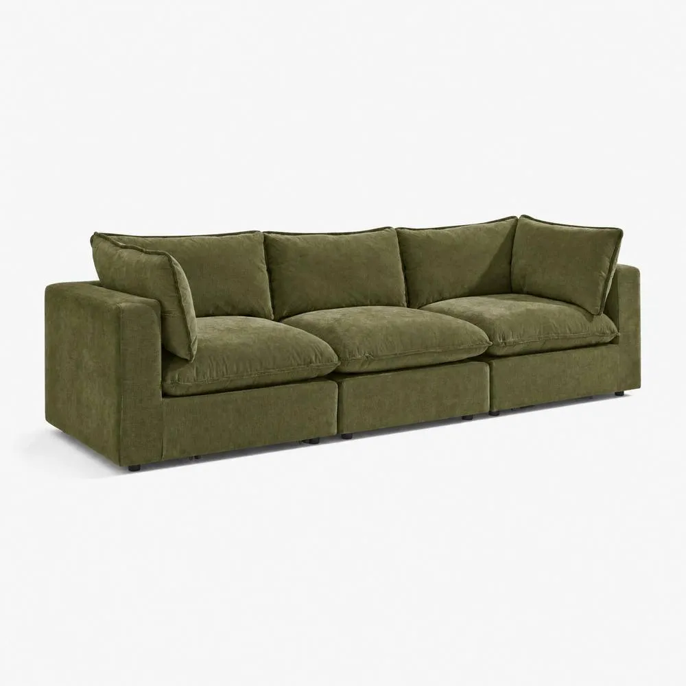 FurnitureboxUK Echo Linen-Look Fabric 3 Seater Modular Sofa in Green 6