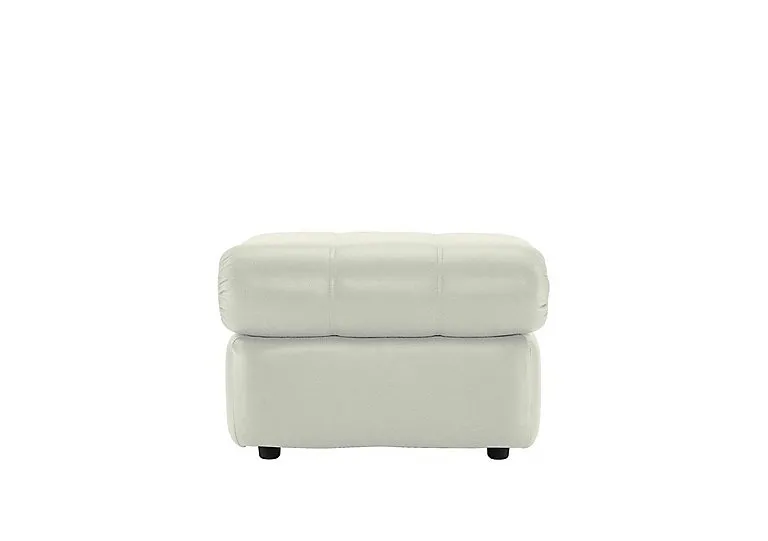 Chloe Leather Footstool - Oxford Chalk