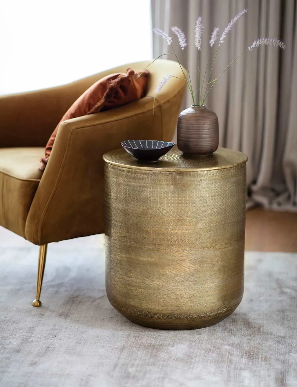 Gallery Direct Ashta Metal Round Side Table Brown Mix