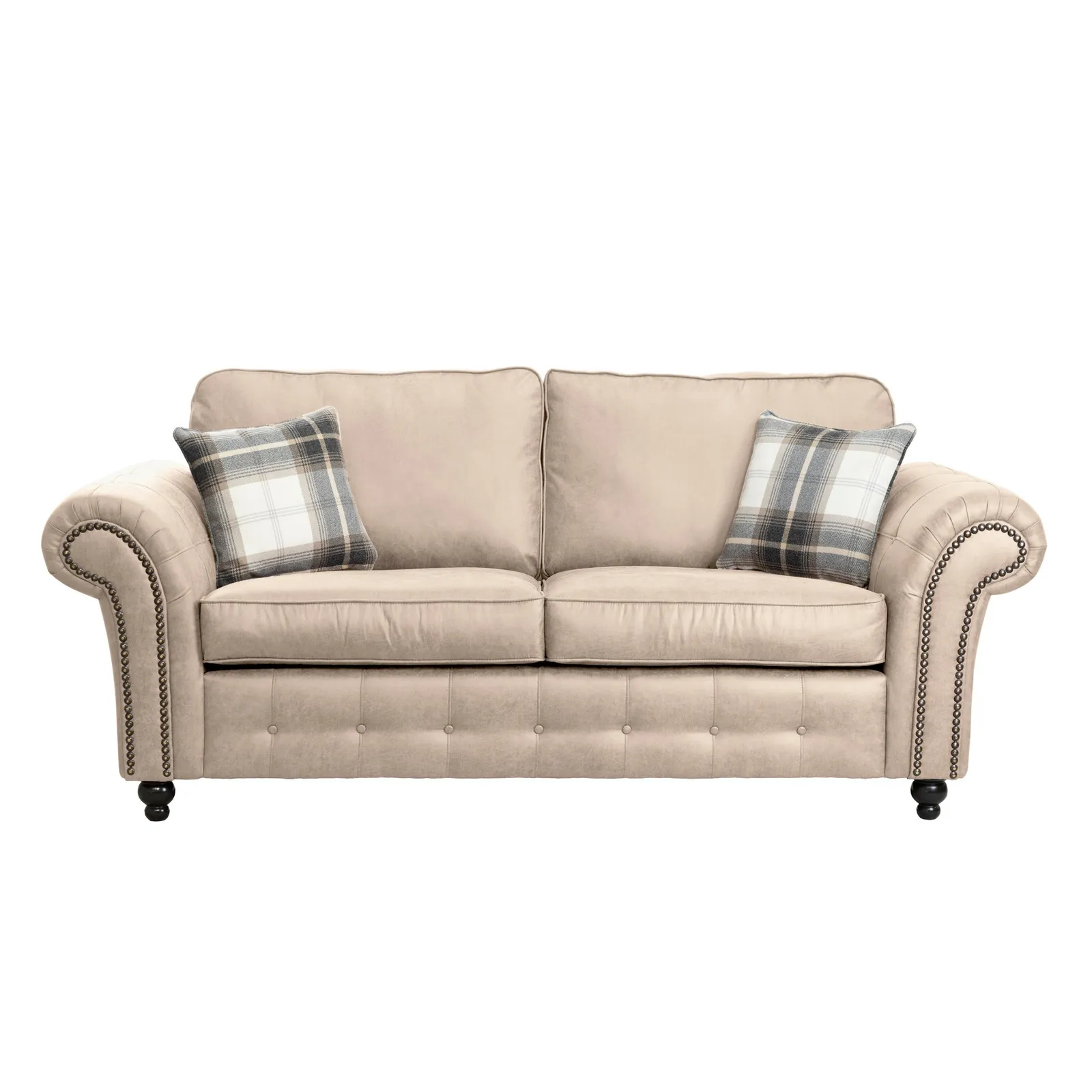 Oakland Faux Leather 3 Seater Sofa Beige