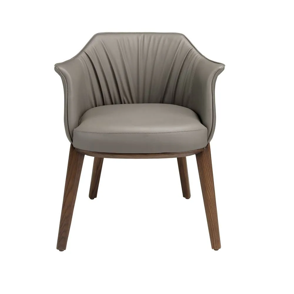 Angel Cerda Model Grey Leatherette Dining Chair with Armrests and 2