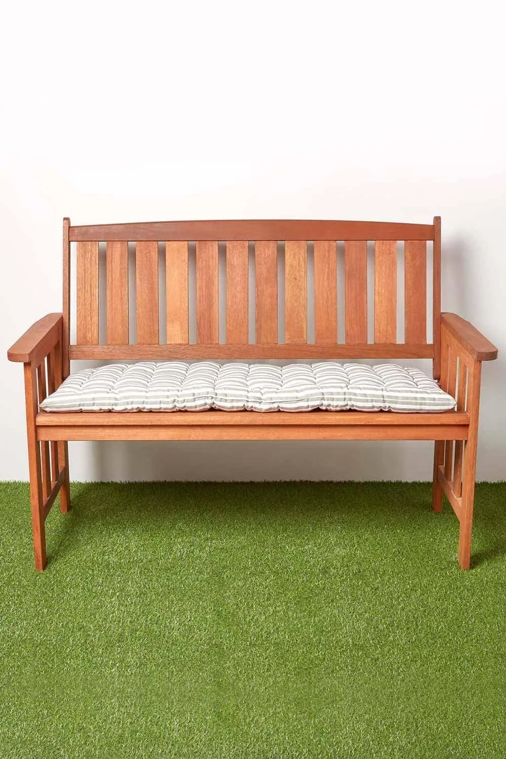 Homescapes Garden Bench Cushion Luxury 2 Seater Cotton Grey Striped Indoor Outdoor Pad 5