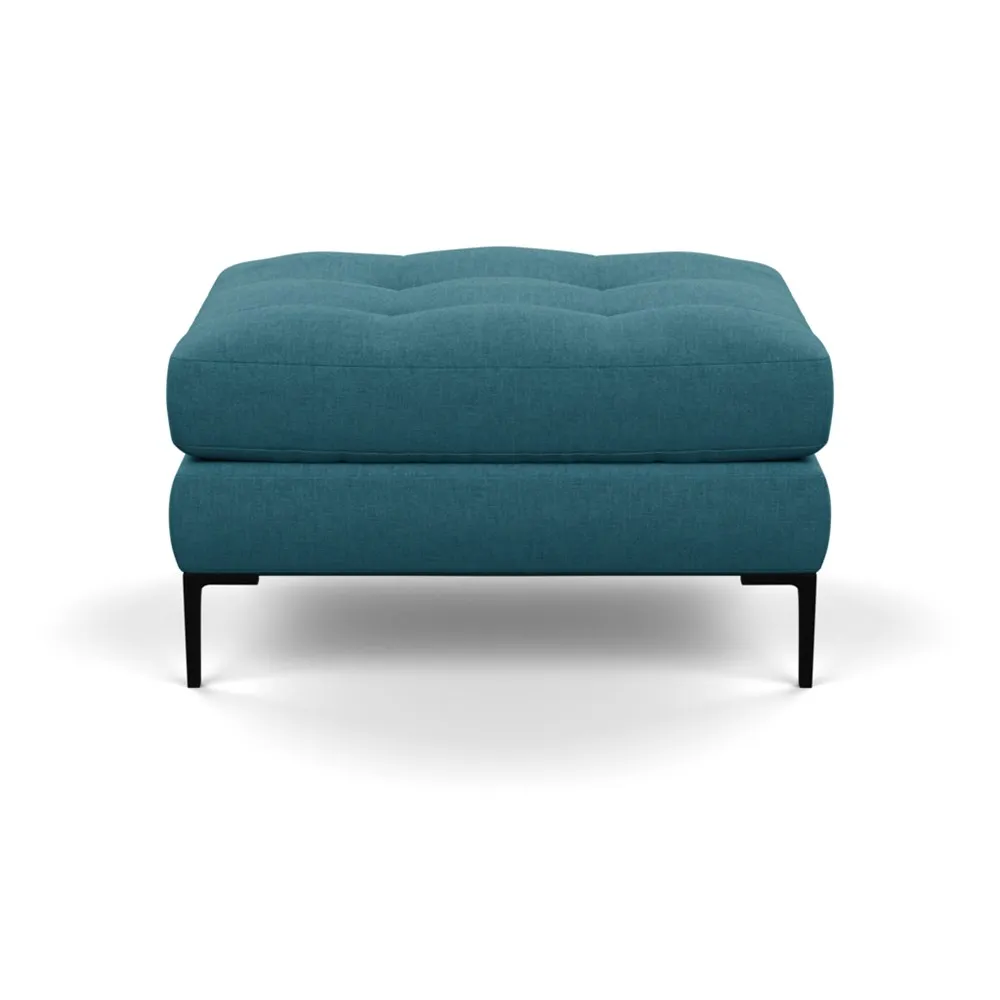 Heal's Eton Footstool Brushed Cotton Cadet Black Feet