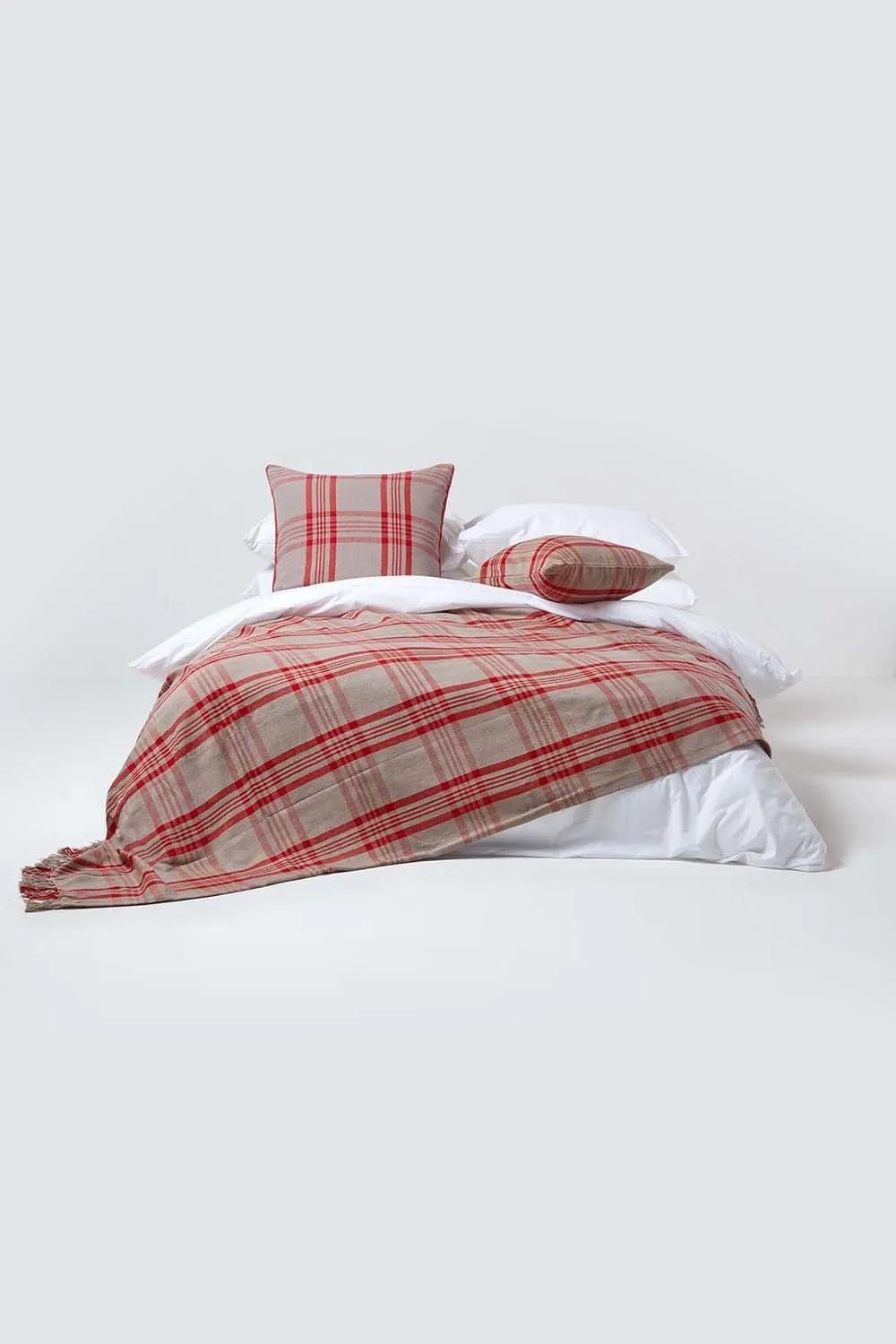 Homescapes Tartan Pattern Cushion Cover in Grey 4