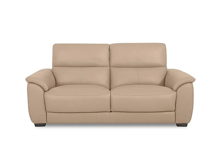 Saffron Large Leather 3 Seater Sofa - BV Pebble