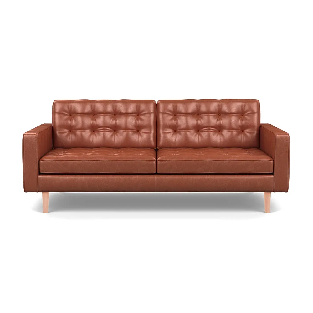 Heal's Hepburn 3 Seater Stonewash Leather Light Brown 274 Natural Feet 1