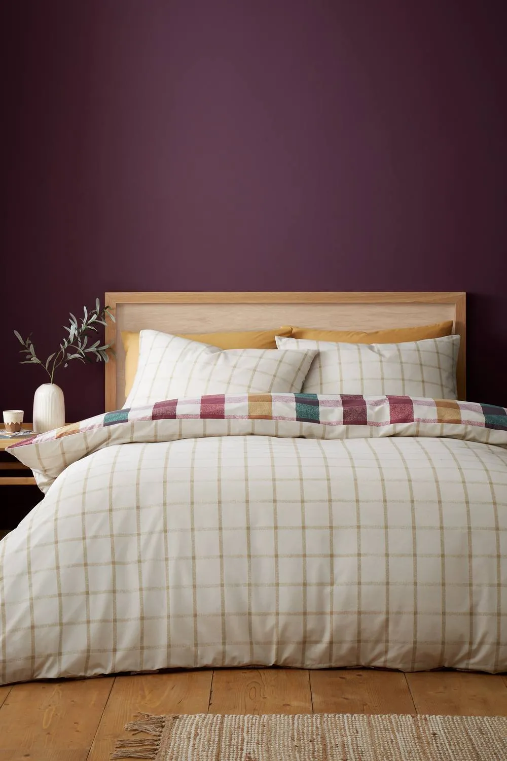 Catherine Lansfield 'Autumn Check' Reversible Duvet Cover Set 2