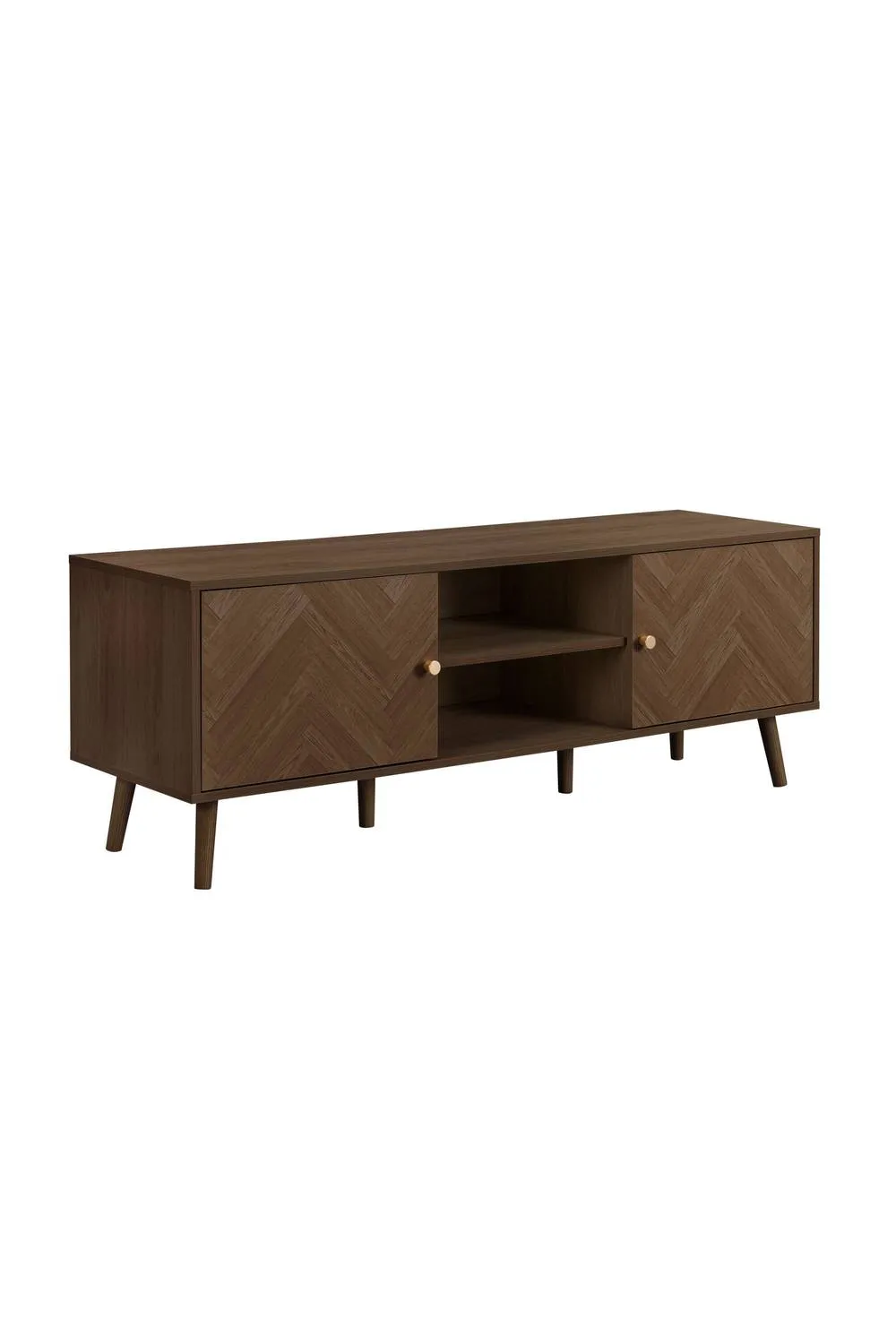 Birlea Herringford Large TV Unit Entertainment Stand Walnut Parquet Design in Brown 6