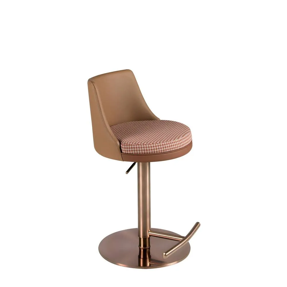 Angel Cerda Fabric Swivel Bar Stool with Leatherette Backrest in Brown 6